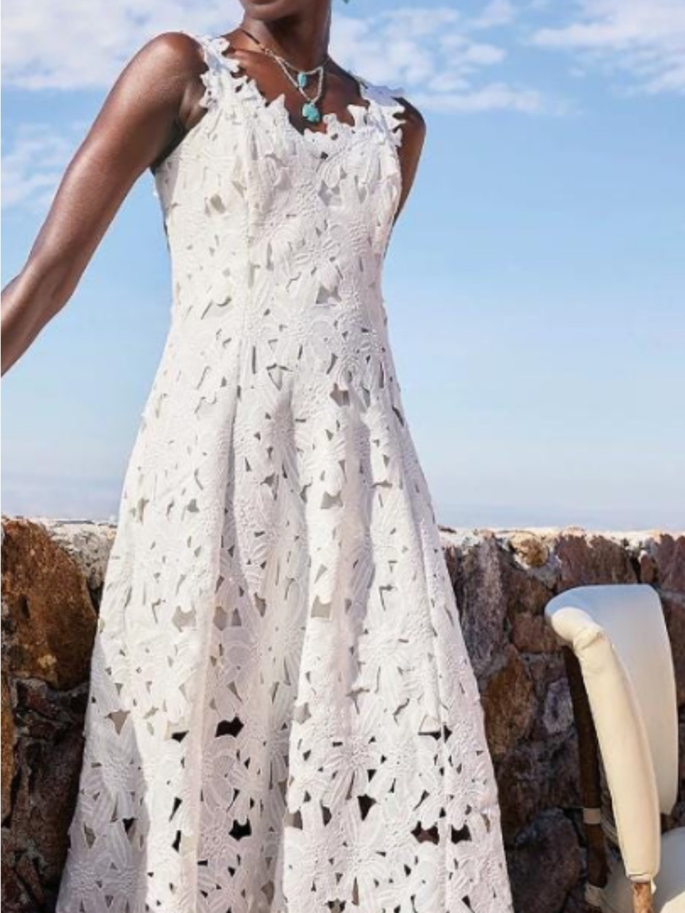 Sundance Sevilla White Embroidered Lace Dress